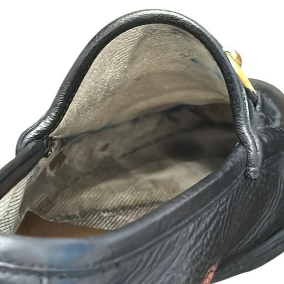 Gucci vintage MEN'S HORSEBIT 1953 LOAFERS Black Leather with Gold Detail Sz 9 - Picture 7 of 11